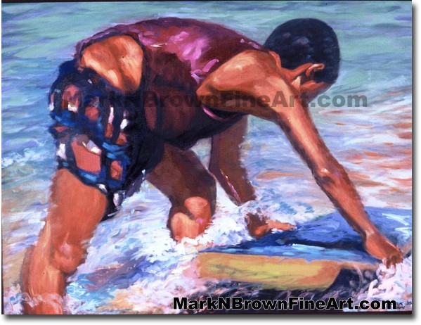 Paipo Boy - 1 | Hawaii Art by Hawaiian Artist Mark N. Brown | Plein Air Pai