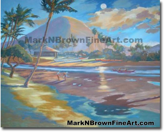 Koko Head At Moonlight | Hawaii Art by Hawaiian Artist Mark N. Brown | Plei