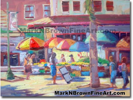 Shoppers In Chinatown | Hawaii Art by Hawaiian Artist Mark N. Brown | Plein