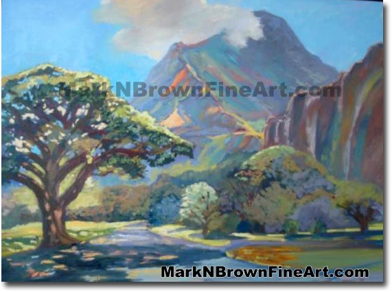 Ho'omaluhia | Hawaii Art by Hawaiian Artist Mark N. Brown | Plein Air Paint