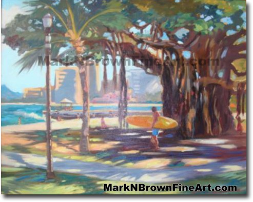 Queens Beach Waikiki - 1 | Hawaii Art by Hawaiian Artist Mark N. Brown | Pl