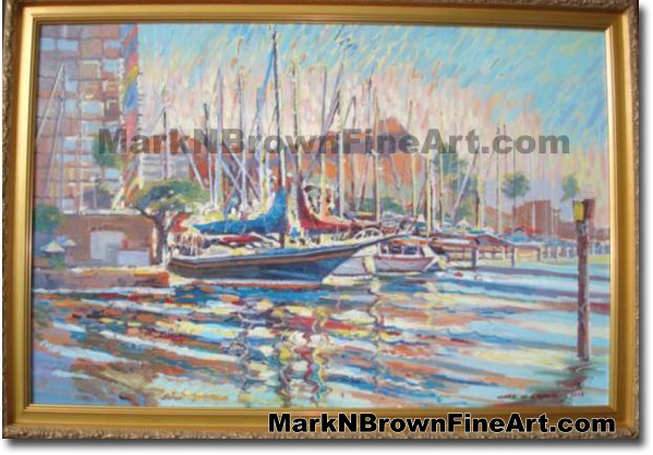 Magic Island Marina | Hawaii Art by Hawaiian Artist Mark N. Brown | Plein A