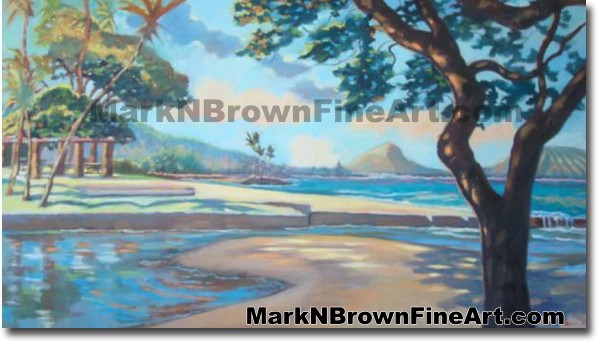 Kahala Beach Park | Hawaii Art by Hawaiian Artist Mark N. Brown | Plein Air