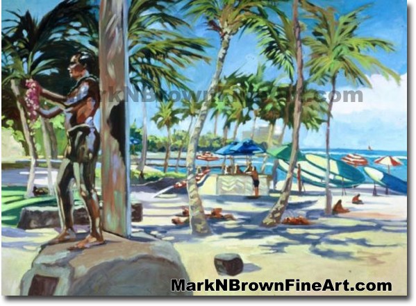 Duke At Waikiki | Hawaii Art by Hawaiian Artist Mark N. Brown | Plein Air P