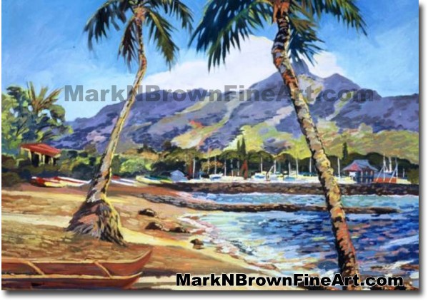 Canoe At Haleiwa Beach Park | Hawaii Art by Hawaiian Artist Mark N. Brown |