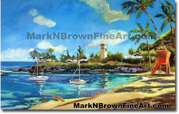 Orange Tower At Waimea Bay | Hawaii Art by Hawaiian Artist Mark N. Brown | 