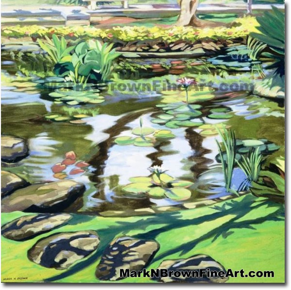 Krauss Hall Lily Pond/ U. Of H. Campus | Hawaii Art by Hawaiian Artist Mark