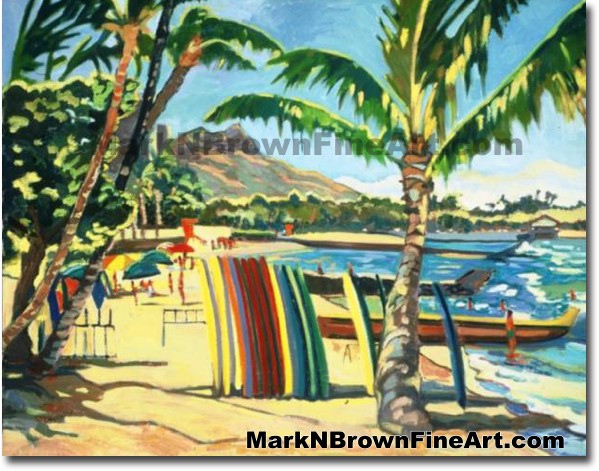 Waikiki Beach Series #3 | Hawaii Art by Hawaiian Artist Mark N. Brown | Ple