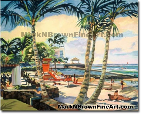 Waikiki Beach Series #4 | Hawaii Art by Hawaiian Artist Mark N. Brown | Ple