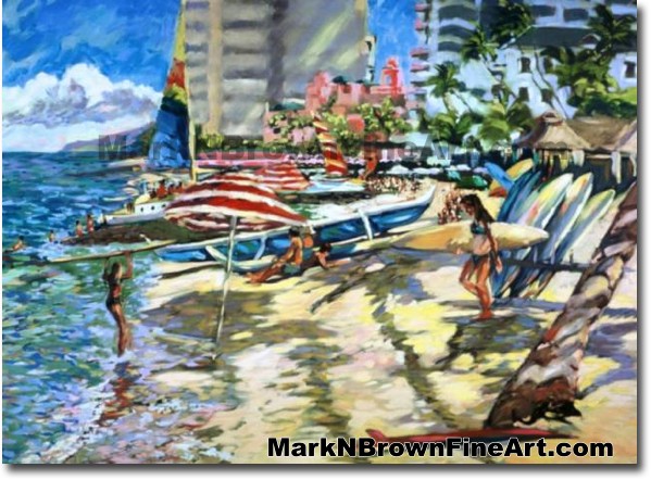 Waikiki Playground | Hawaii Art by Hawaiian Artist Mark N. Brown | Plein Ai