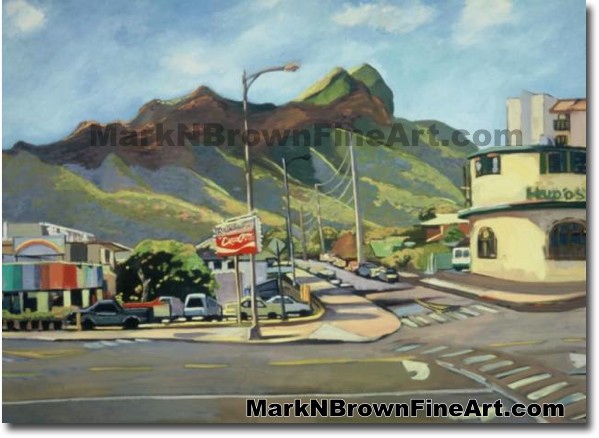 Rainbow Drive In/Kapahulu | Hawaii Art by Hawaiian Artist Mark N. Brown | P