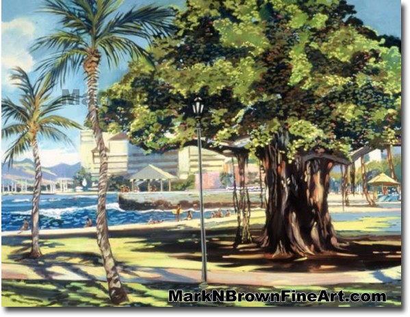 Queens Beach Waikiki - 2 | Hawaii Art by Hawaiian Artist Mark N. Brown | Pl