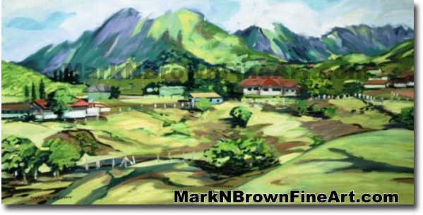 View Of Ko'olaus | Hawaii Art by Hawaiian Artist Mark N. Brown | Plein Air 