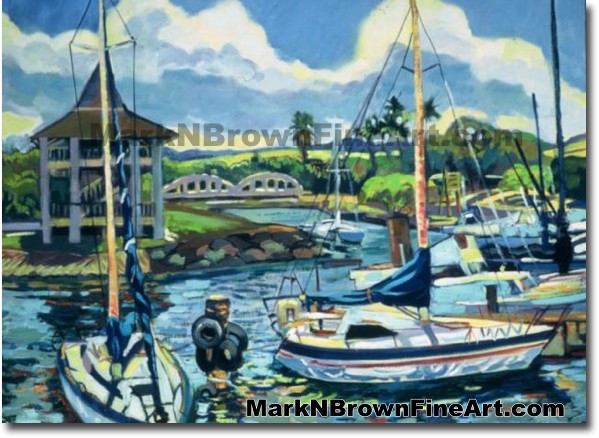 Ready To Sail At Haleiwa Harbor | Hawaii Art by Hawaiian Artist Mark N. Bro