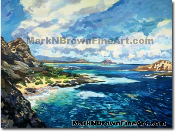 Makapu'u Cliffs In Blue | Hawaii Art by Hawaiian Artist Mark N. Brown | Ple