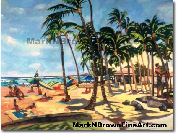 Waikiki Beach Activity | Hawaii Art by Hawaiian Artist Mark N. Brown | Plei