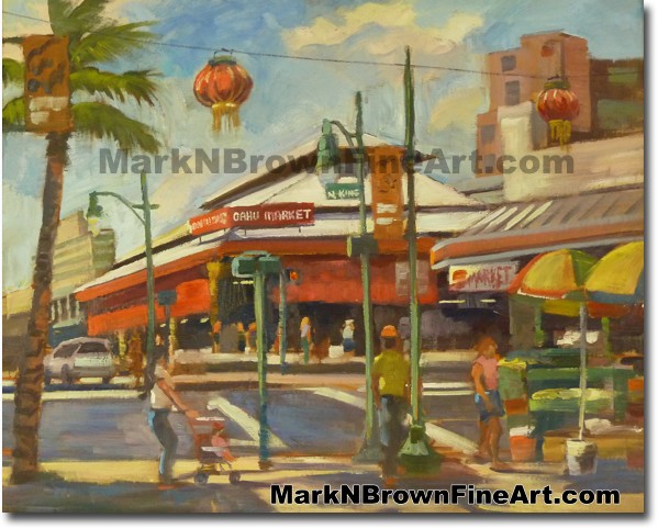 Oahu Market - Chinatown - 2 | Hawaii Art by Hawaiian Artist Mark N. Brown |