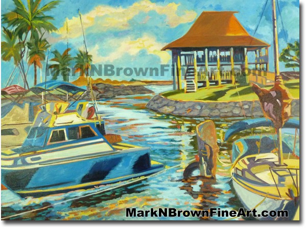 Haleiwa Harbor - 2 | Hawaii Art by Hawaiian Artist Mark N. Brown | Plein Ai