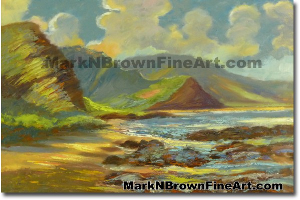 Yokohama Beach | Hawaii Art Painting by Hawaiian Artist Mark N. Brown | Ple