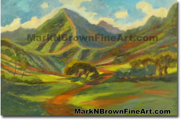 Kualoa Ranch | Hawaii Art Painting by Hawaiian Artist Mark N. Brown | Plein