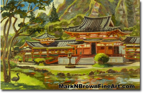 Byodo-In Valley Of The Temples | Hawaii Art Painting by Hawaiian Artist Mar