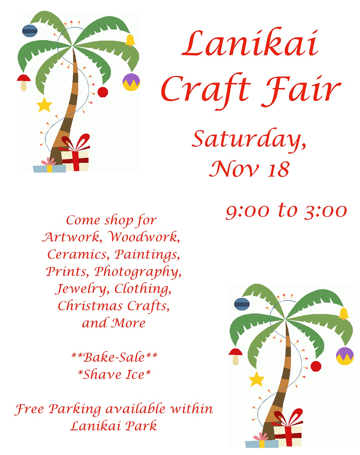 Lanikai Winter Craft Fair 2023 Featuring Hawaii Art From Hawaii Artist