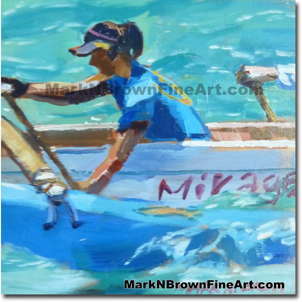 Kailua Paddler 2014 Miniature Hawaii Art Image by Hawaii Artist Mark N. Bro