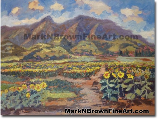 Wailua Pioneer Farms Sunflower Field by Hawaii Artist Mark N. Brown