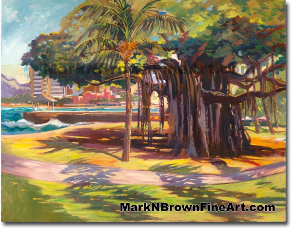 Queens Beach Waikiki - 4 - Hawaii Fine Art by Hawaii Artist Mark N. Brown