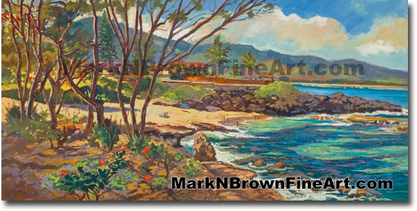 Three Tables At Pupukea 2 - Hawaii Fine Art by Hawaii Artist Mark N. Brown