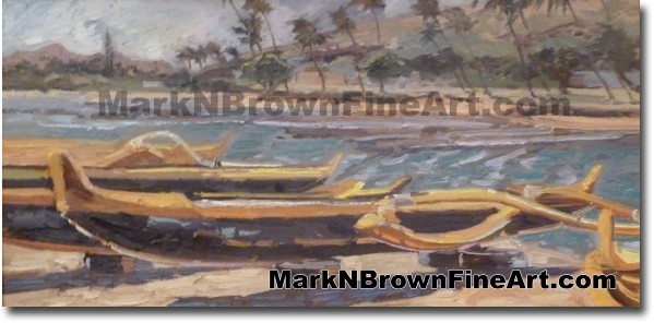 Canoes Of Kuliouou - Hawaii Fine Art by Hawaii Artist Mark N. Brown