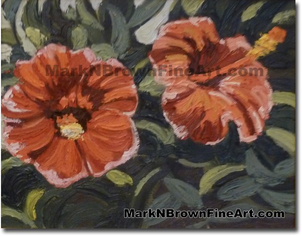 Red Hibiscus - Hawaii Fine Art by Hawaii Artist Mark N. Brown