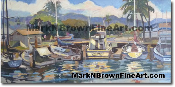 Haleiwa Boat Harbor Lineup - Hawaii Fine Art by Hawaii Artist Mark N. Brown