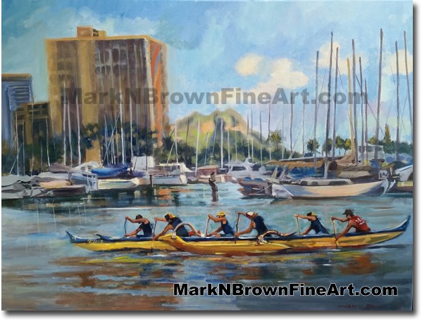 Punahou Paddlers - Jan 2016 - Hawaii Fine Art by Hawaii Artist Mark N. Brow