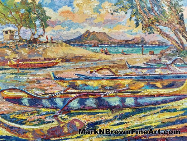 Canoes At Kailua Hawaii Fine Art By Hawaii Artist Mark N Brown January 2021