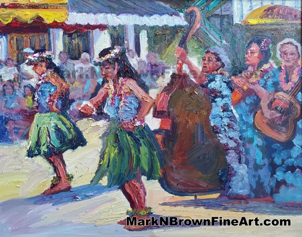 Dancers At Aloha Tower - Hawaii Fine Art By Hawaii Artist Mark N Brown