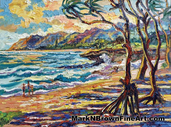 Large Break At Pounders - Hawaii Fine Art By Hawaii Artist Mark N Brown