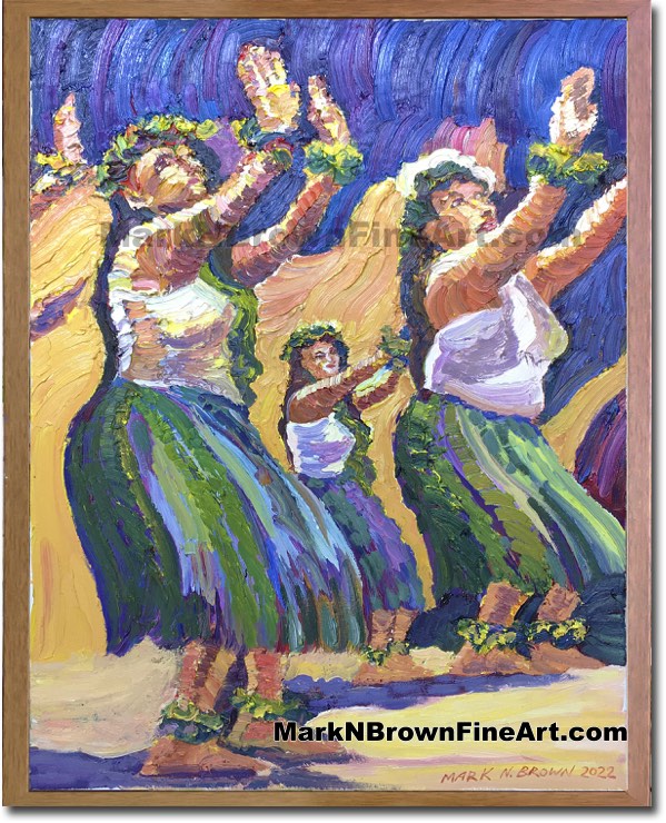 Hula of Three Hawaii Fine Art By Hawaii Artist Mark N Brown January 2022