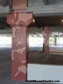 Hawaiian floral patterns bring a plain parking lot to life