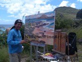 Mark N Brown doing his thing at Makapuu beach! Plein Air artwork in progress