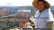 Hawaii artist Mark Brown enjoying this sunny day to paint out at Waimea Canyon