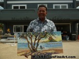 Hawaii plein air artist Mark N Brown donates this one-of-a-kind painting to Staff Sergeant Tony Woods for his new home
