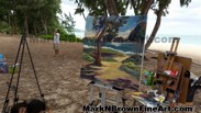 Plein Air artist Mark N. Brown's artwork in progress during a paint out with Punahou School community