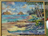 Mark N Brown's finished artwork is up for auction at the Lanikai Woes Day Parade