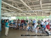 Lois Reiswig Addressing Buyers<br>Lois Reiswig addressing the potential buyers at the initial kick off paint out at the Jodo mission in Lahaina on 2/14/2015