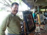 Mark N. Brown At Jodo Mission Kickoff Painting<br>Mark N. Brown with his kick off painting at the Jodo mission on 2/14/15.