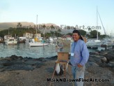 Mark N. Brown Painting Pioneer Inn On Lahaina Harbor<br>Mark N. Brown painting on Lahaina Harbor of Pioneer Inn