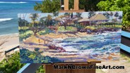 Kapalua Beach<br>Kapalua Beach was the 1st painting I did for the competition on 2/15/15. I did it from the viewpoint looking down the long stretch of beach, so a 12 ' x 24 panorama sized canvass worked out well.