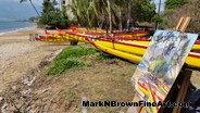 Keehi Beach Canoes In Progress<br>The Keehi Beach Canoe painting in progress with the backdrop of the incredible colors of yellows and reds.