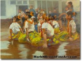01 - Hula Girls Up Next | Hawaii Art Painting by Hawaiian Artist Mark N. Brown | Plein Air Painter